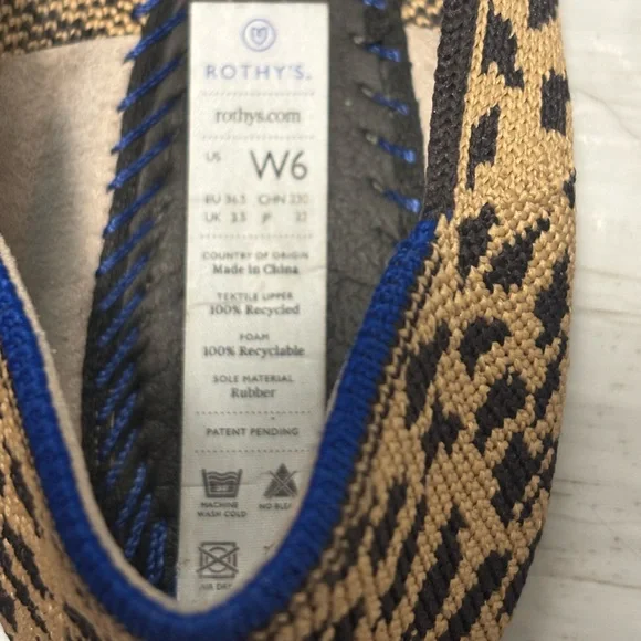 Rothy's The Point Ballet Flat Brown Leopard Print Knit Shoes Women’s Size 6 - Picture 14 of 14